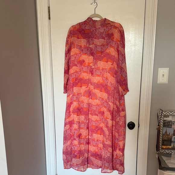 Molly Bracken- Pink and Orange Patterned tiger Dress- size large - Picture 2 of 4